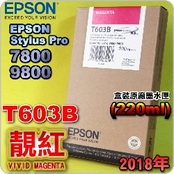 EPSON T603B 谬-tX(220ml)-(2018~03)(EPSON STYLUS PRO 7800/9800)( v Av VIVID MAGENTA)