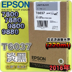 EPSON T6037 H-tX(220ml)-(2016~)(EPSON STYLUS PRO 7800/7880/9800/9880)(LIGHT BLACK)