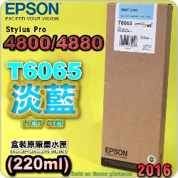 EPSON T6065 tXiHCj(220ml)-(2016~04)(EPSON STYLUS PRO 4800/4880)(H/LIGHT CYAN)