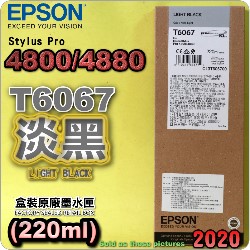 EPSON T6067 原廠墨水匣【淡黑】(220ml)-盒裝(2020年11月)(EPSON STYLUS PRO 4800/4880)(淡黑/LIGHT BLACK)